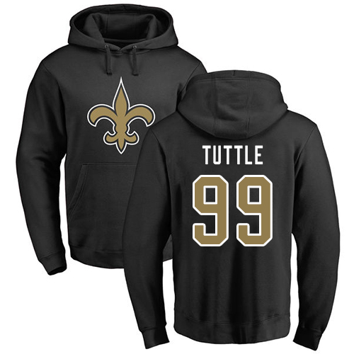 Men New Orleans Saints Black Shy Tuttle Name and Number Logo NFL Football #99 Pullover Hoodie Sweatshirts